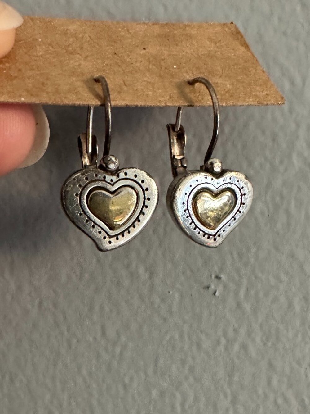 Brighton Heart Gold and Silver Lever Back Earrings